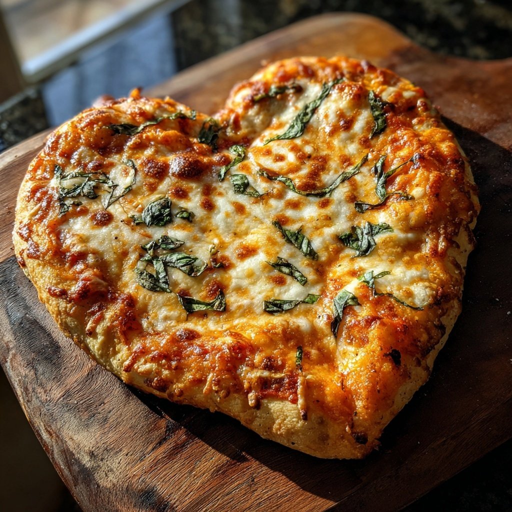 Heart-Shaped Pizza with Mozzarella