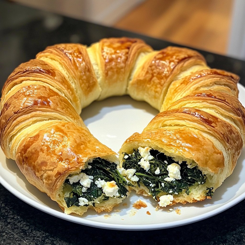Healthy Spinach and Feta Croissant